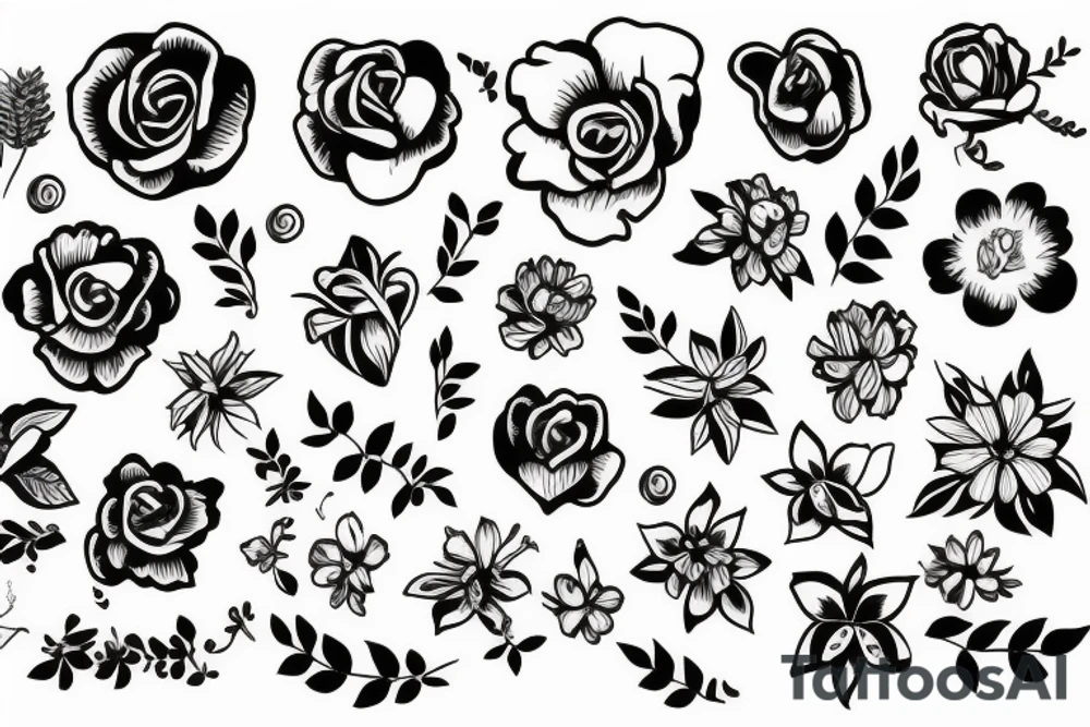 flower, goofy, friends, simple, artistic tattoo idea