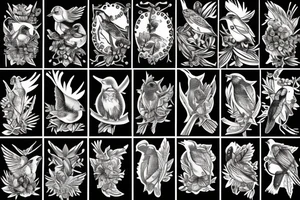 10 different type of birds in the jungle tattoo idea