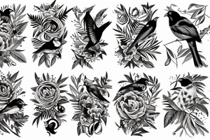 10 different type of birds in the jungle tattoo idea