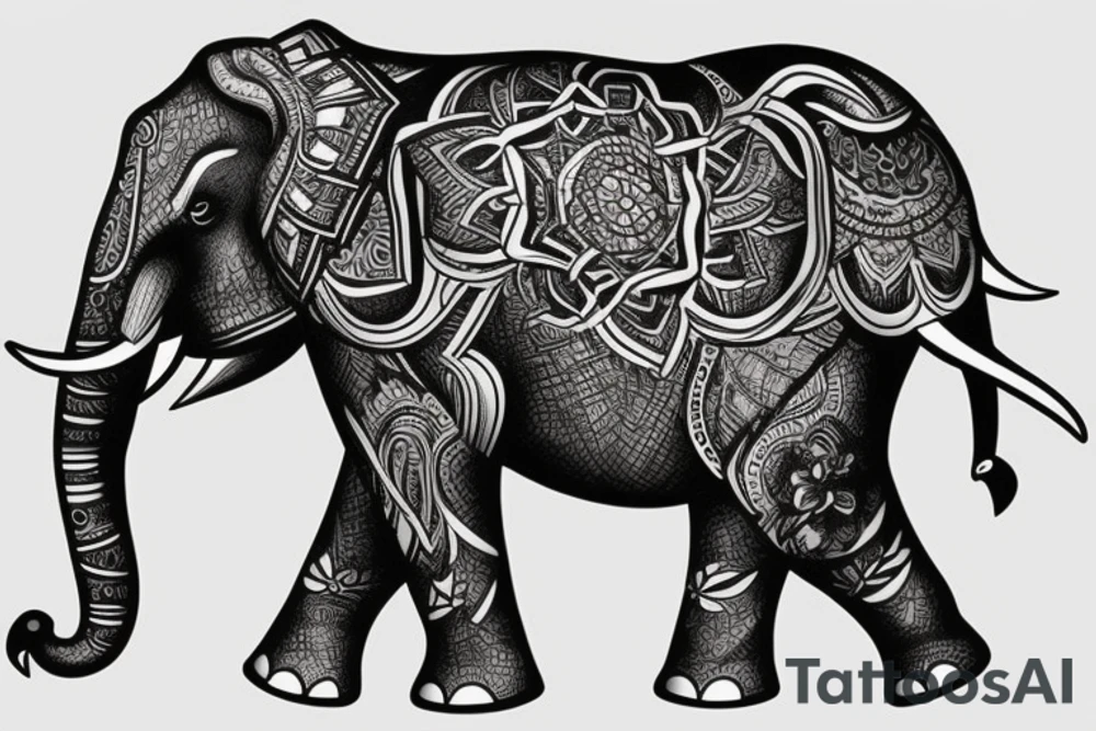 Elephant striding tattoo idea