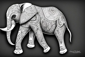 Elephant striding tattoo idea