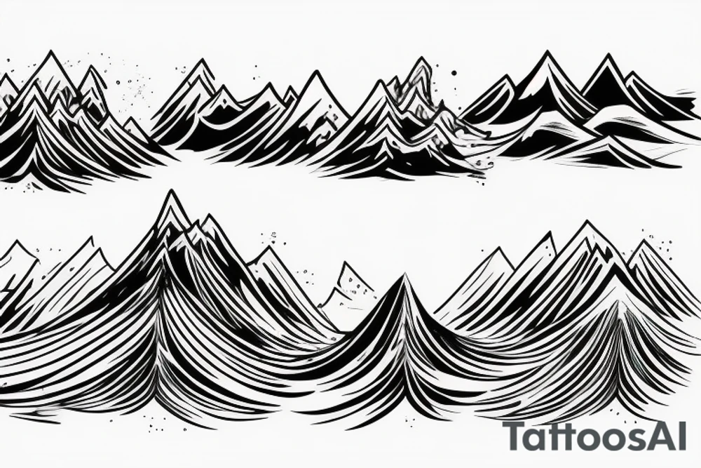 Mountain and wave tattoo idea