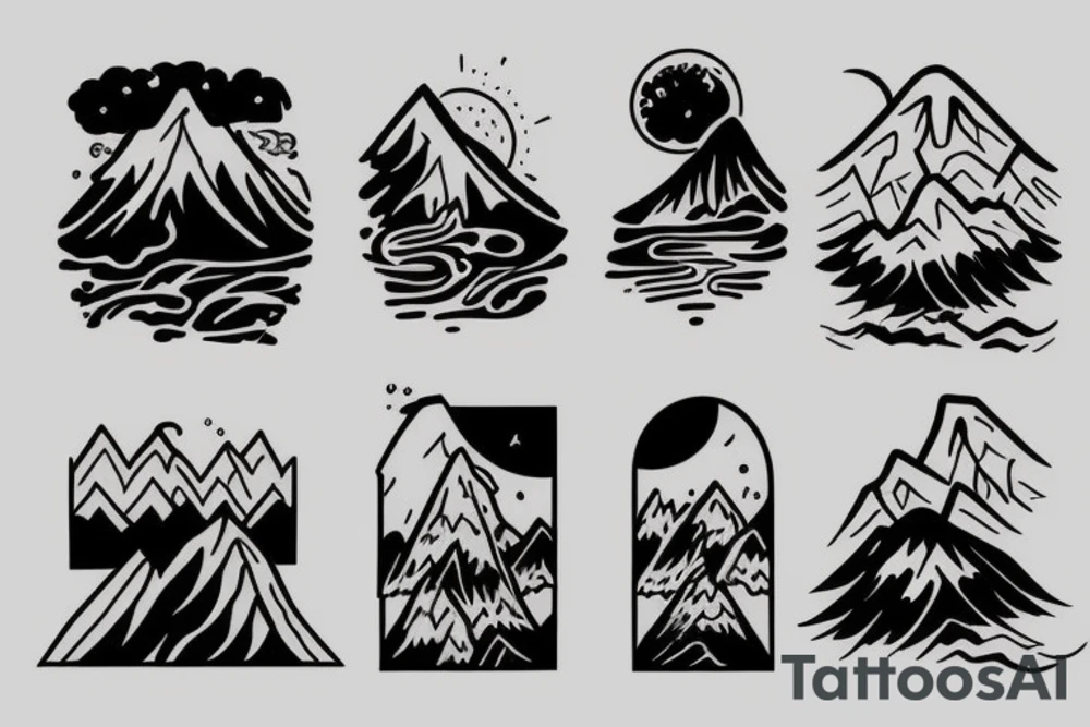 Mountain and wave tattoo idea