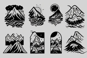 Mountain and wave tattoo idea