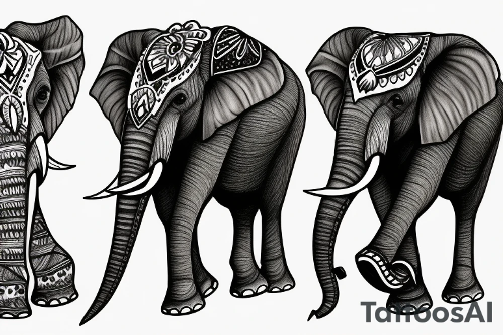 Elephant walking forward tattoo idea