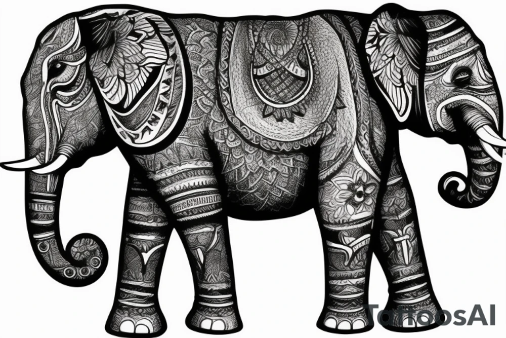 Elephant walking forward tattoo idea