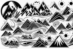 Mountain and wave tattoo idea