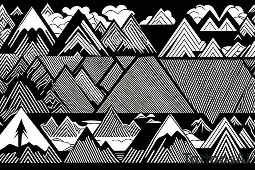 Mountain and wave tattoo idea