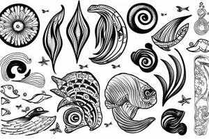 Ocean themed with chic lines tattoo idea