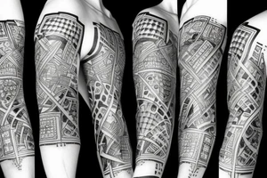 arm sleeve with cubes tattoo idea