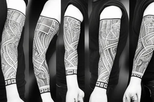 arm sleeve with cubes tattoo idea