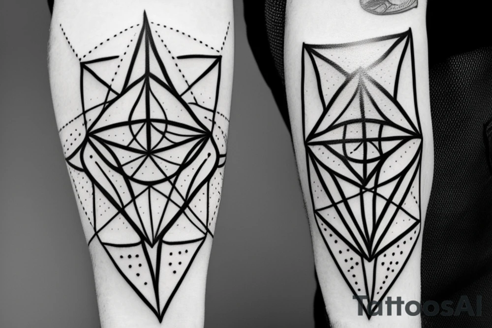 Geometric delta sign with two boys tattoo idea