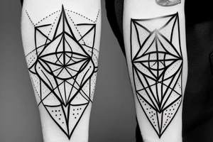 Geometric delta sign with two boys tattoo idea