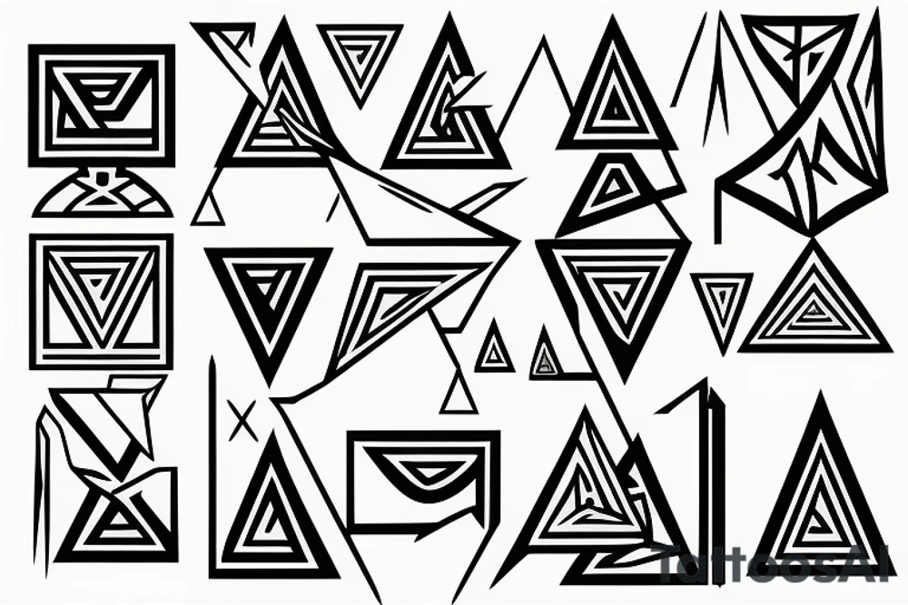 Geometric delta sign with two boys tattoo idea