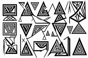 Geometric delta sign with two boys tattoo idea