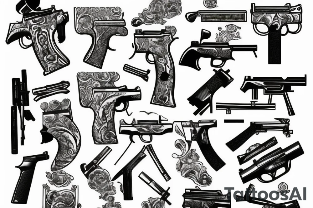 Money, guns tattoo idea
