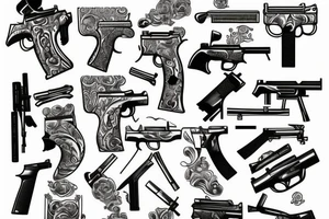 Money, guns tattoo idea