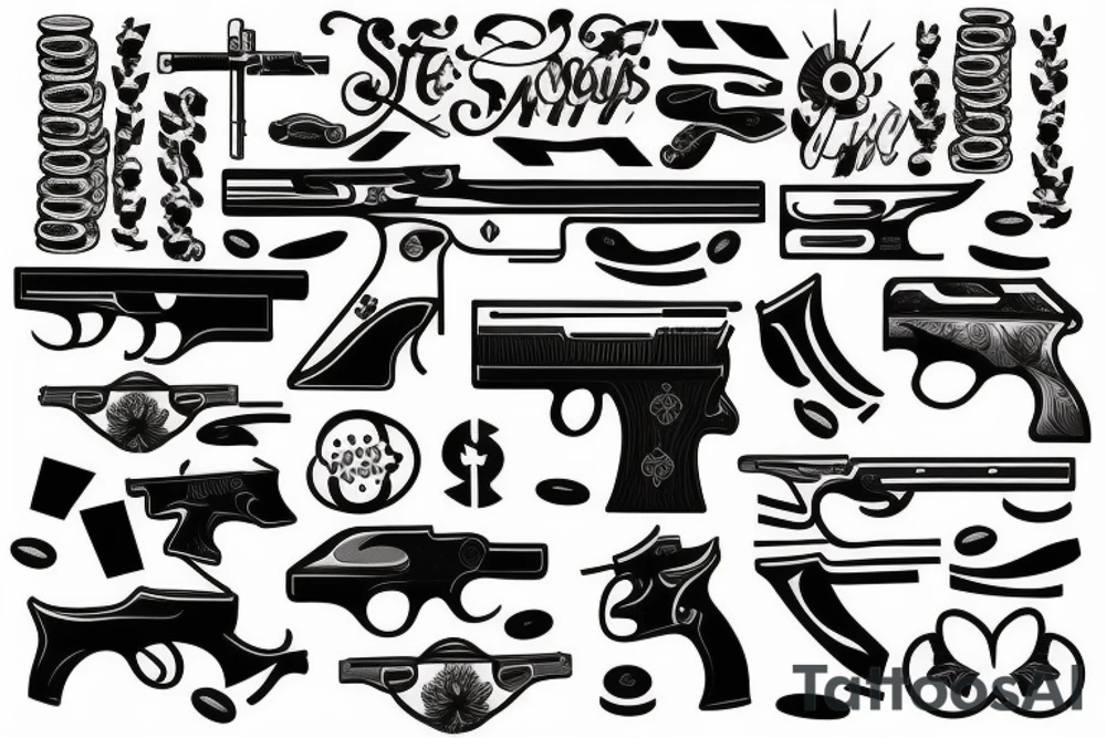 Money, guns tattoo idea