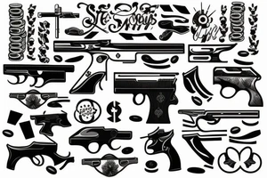 Money, guns tattoo idea