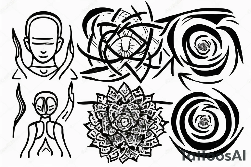 mindfulness symbol with delta and two boys inside tattoo idea