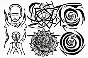 mindfulness symbol with delta and two boys inside tattoo idea