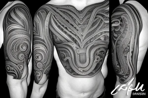 Small tatto on the triceps showing a mindfulness and peace. tattoo idea