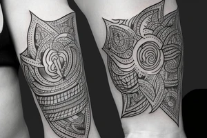 Small tatto on the triceps showing a mindfulness and peace. tattoo idea