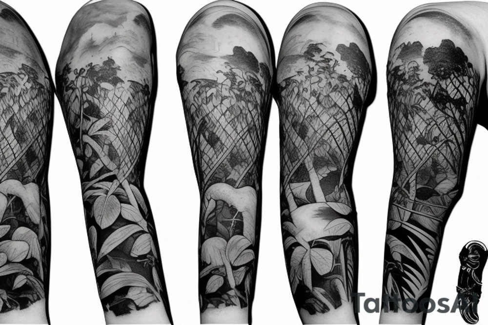 Amazon forest with elephants tattoo idea