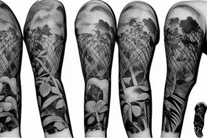 Amazon forest with elephants tattoo idea
