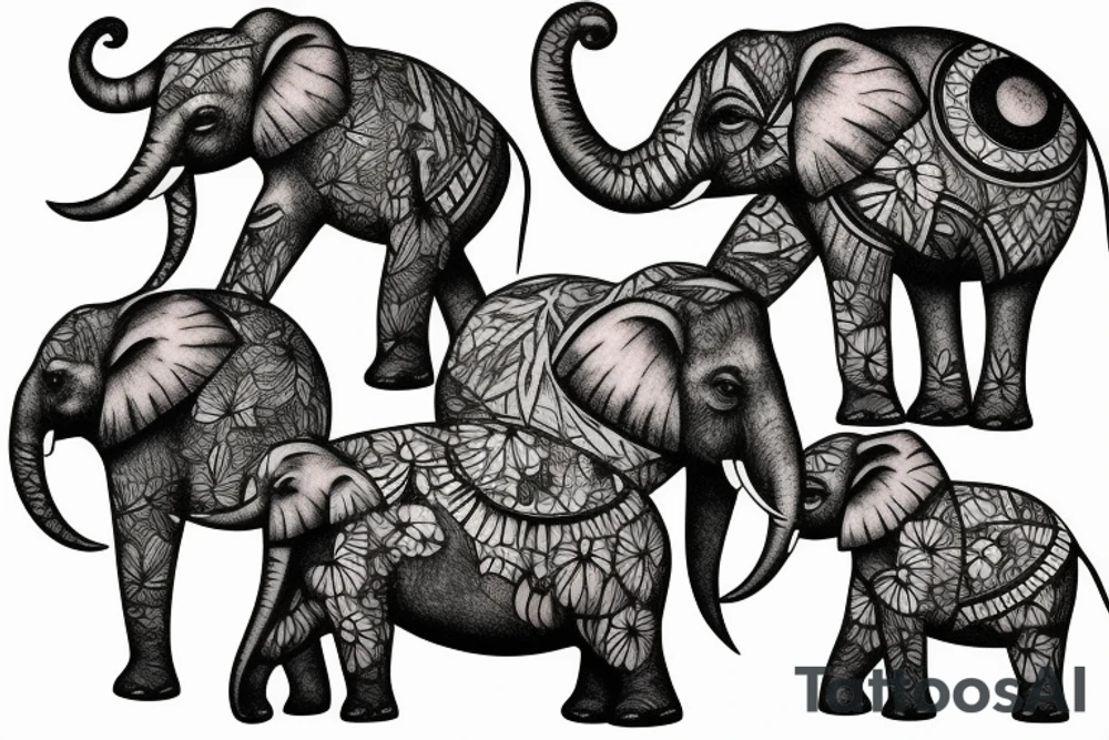 Amazon forest with elephants tattoo idea
