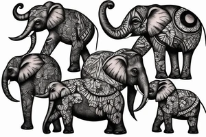 Amazon forest with elephants tattoo idea