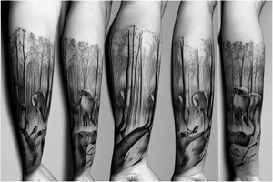 Amazon forest with elephants tattoo idea