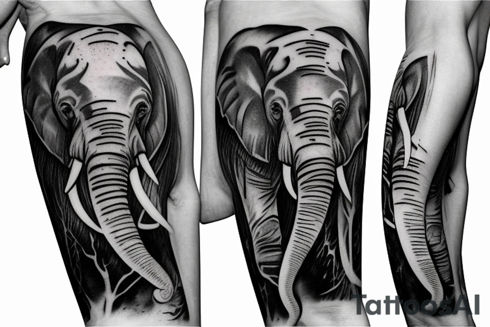 Amazon forest with elephants tattoo idea