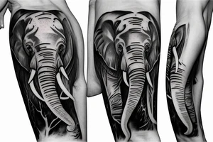 Amazon forest with elephants tattoo idea