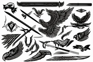 sword in rectangle, with a eagle with spread wings tattoo idea