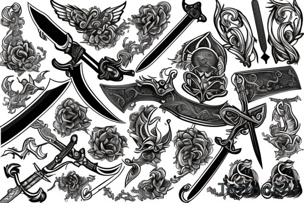 sword in rectangle tattoo idea