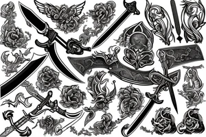 sword in rectangle tattoo idea