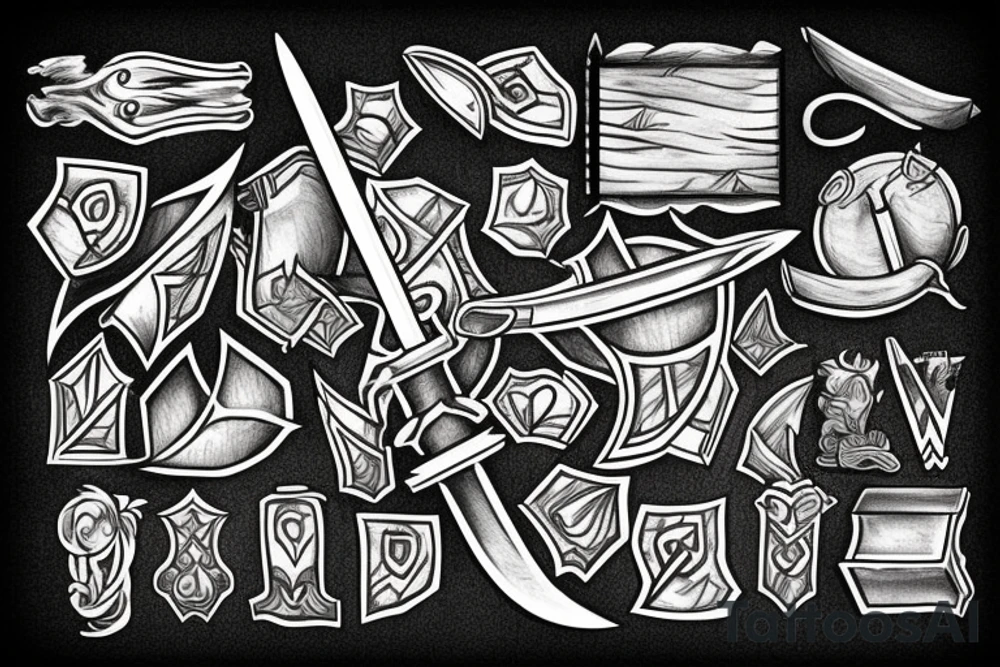 sword in rectangle tattoo idea