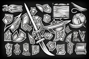 sword in rectangle tattoo idea
