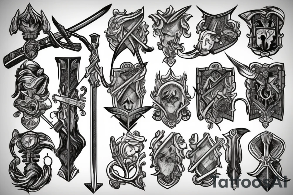 sword in a rectangle tattoo idea