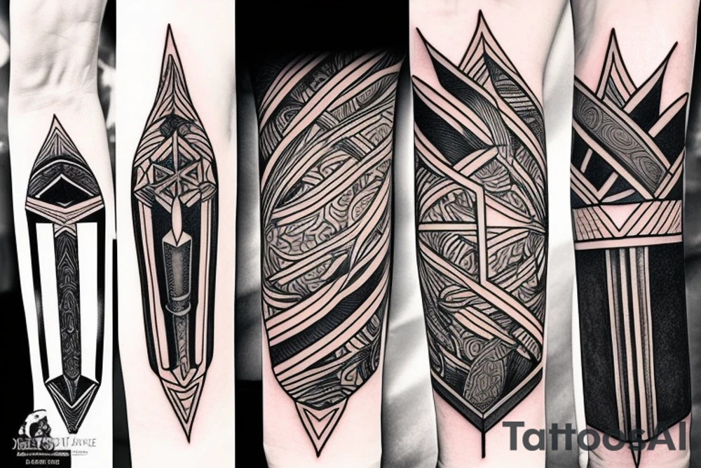 sword in a rectangle tattoo idea