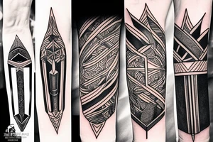 sword in a rectangle tattoo idea