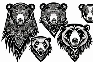 black bear with two boys tattoo idea