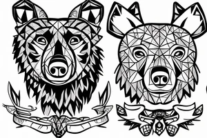 black bear holding two boys tattoo idea
