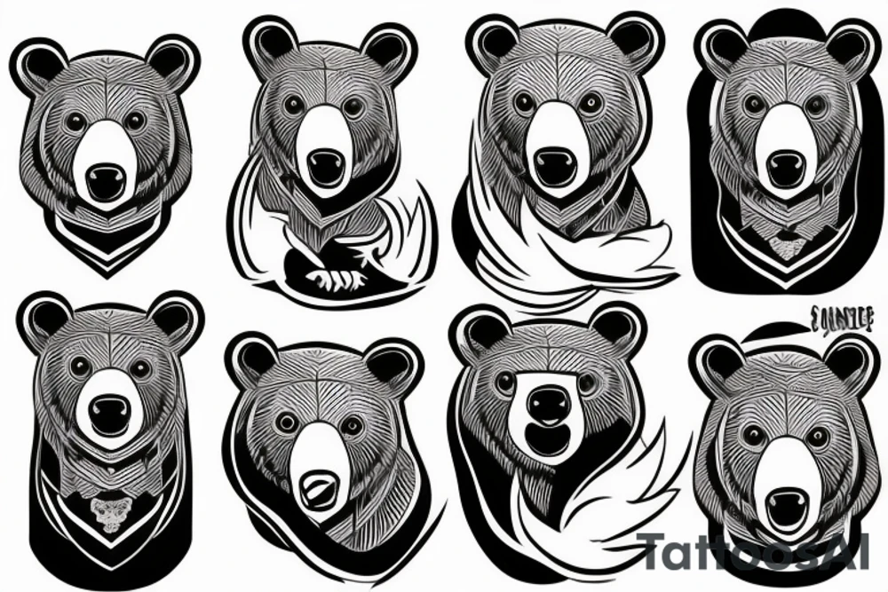 black bear holding two boys tattoo idea