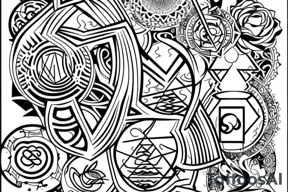 hourglass with mindfulness symbol tattoo idea