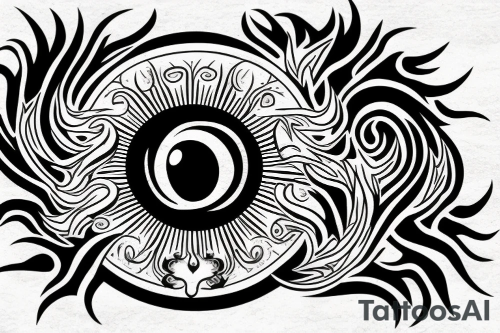 The logo eye of the band tool with a flame behind it tattoo idea