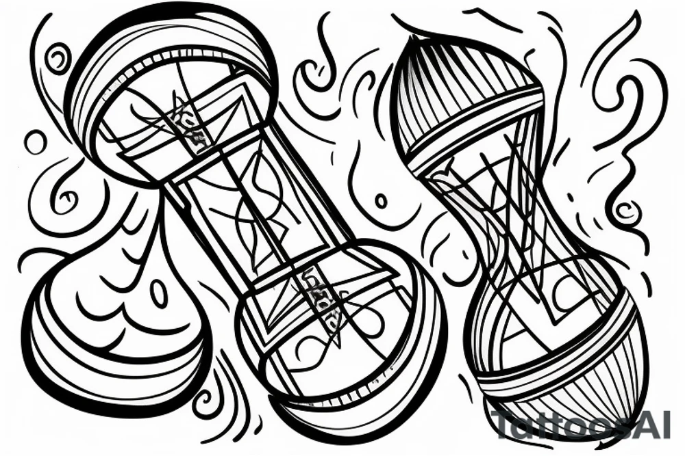 minimalistic hourglass with life inside tattoo idea