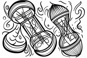 minimalistic hourglass with life inside tattoo idea