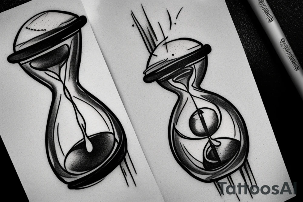 minimalistic hourglass with life inside tattoo idea